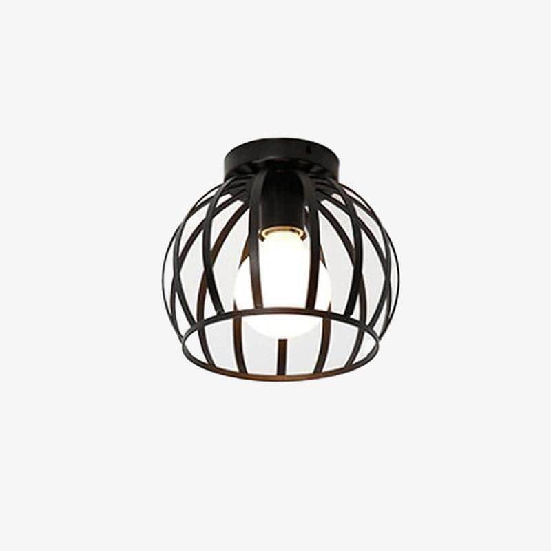 Plafonnier ou applique LED cage ronde noire (plusieurs formes)