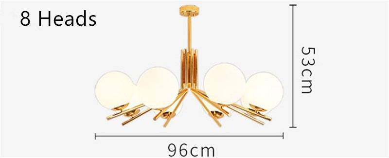 Lustre LED doré avec boules en verre