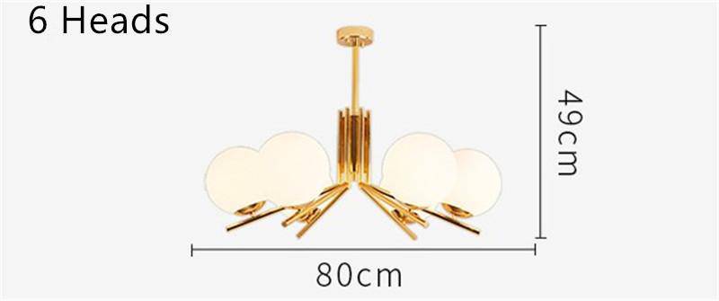 Lustre LED doré avec boules en verre