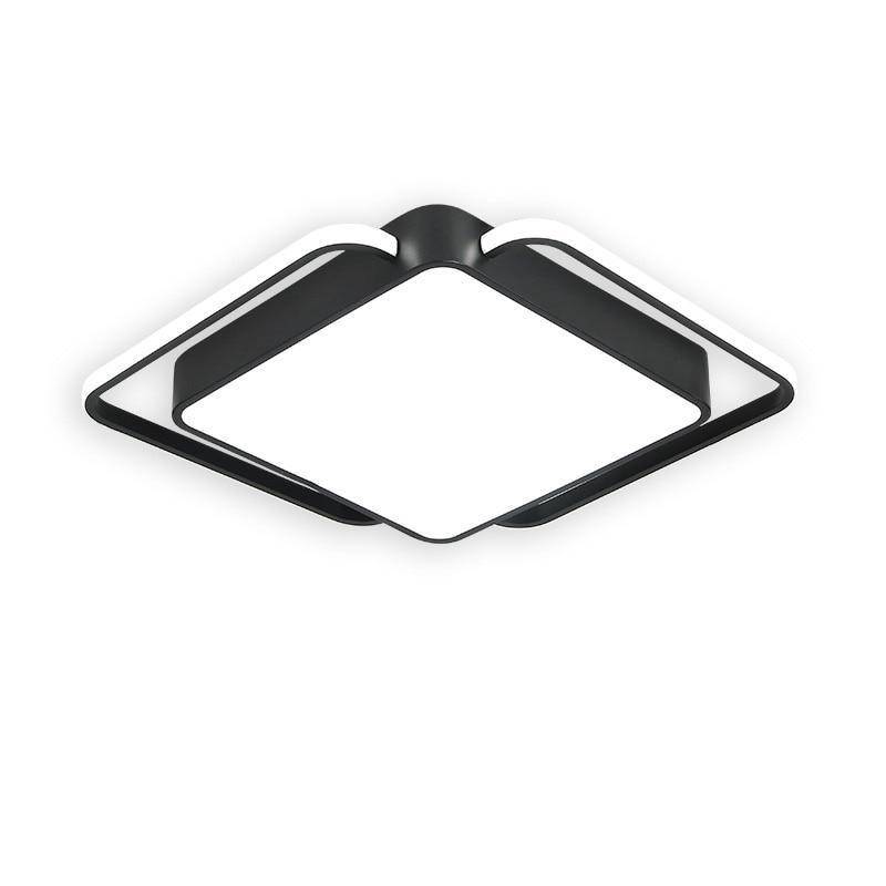 Plafonnier design LED carré et bords arrondis noir et blanc Bwart