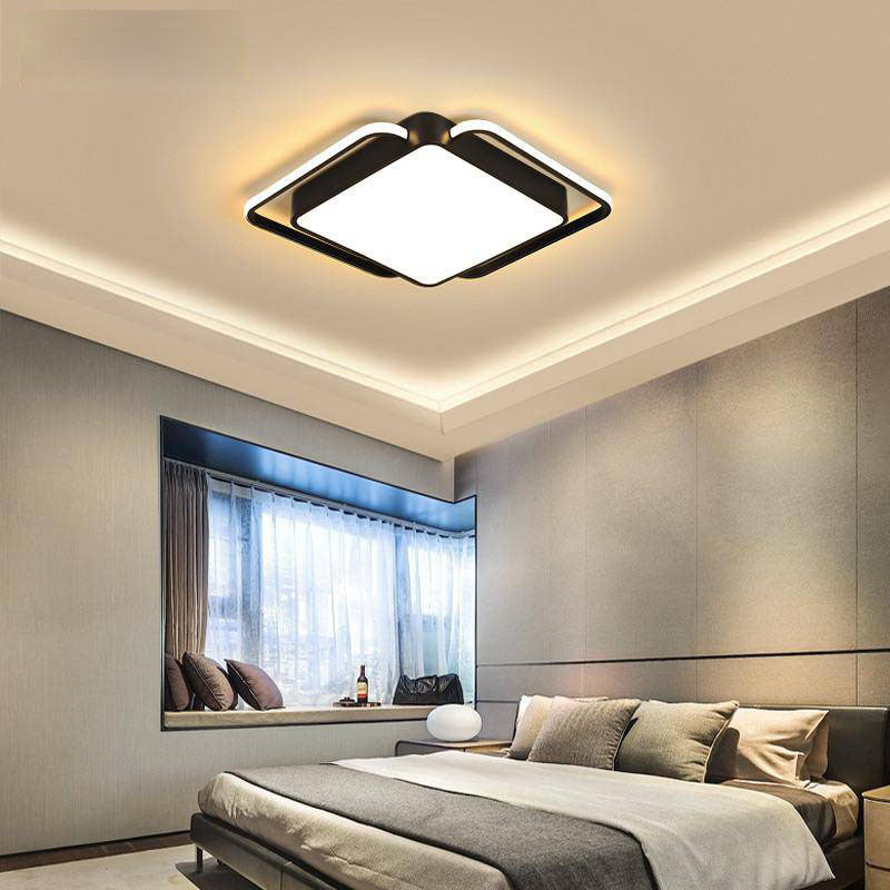 Plafonnier design LED carré et bords arrondis noir et blanc Bwart