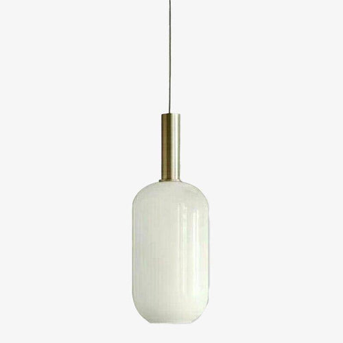 Suspension moderne LED avec abat-jour oval blanc et métal doré Loft