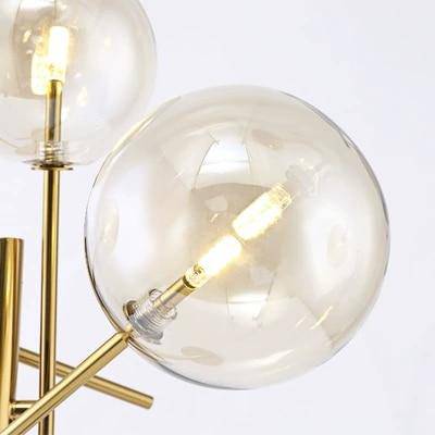 Lampadaire design LED doré avec branches et boules de verre Rotated