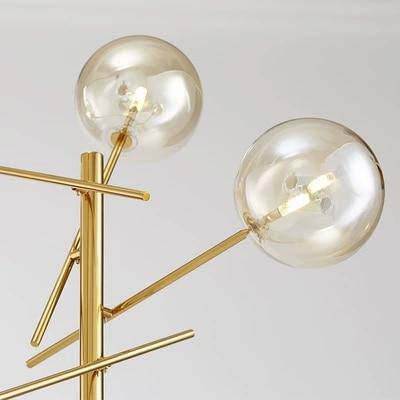Lampadaire design LED doré avec branches et boules de verre Rotated