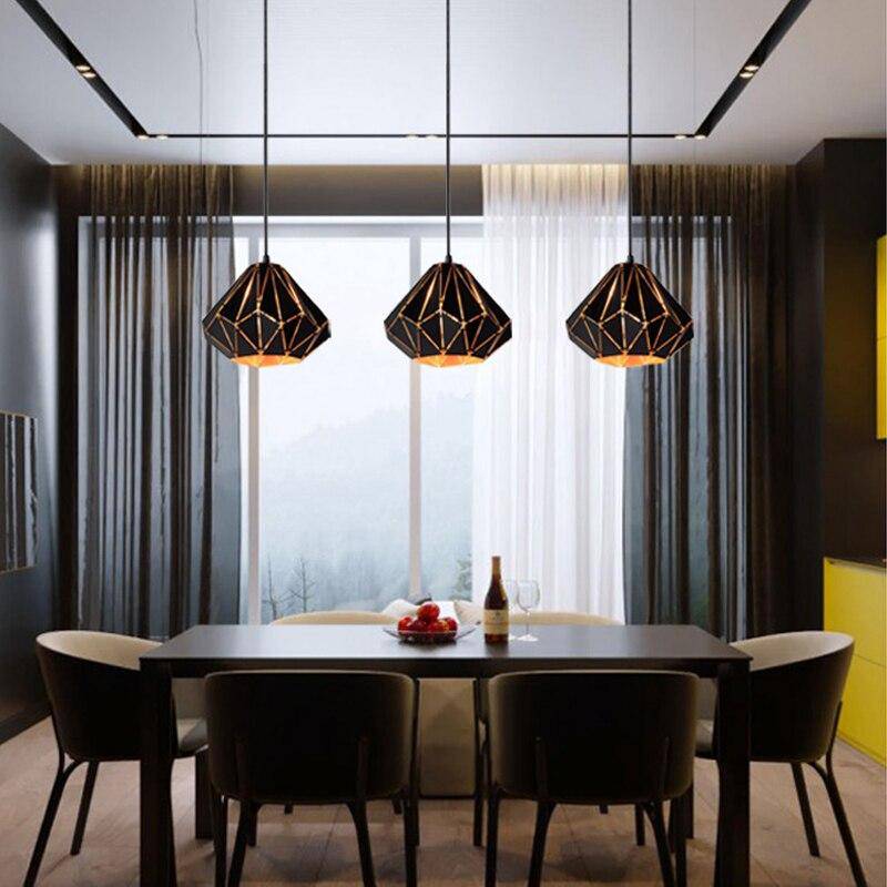 Suspension design rétro en métal noir Loft