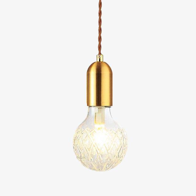 Suspension design à LED en métal doré et ampoule rétro Cristal