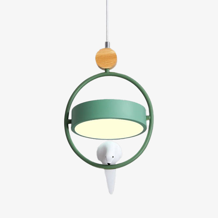 Suspension design LED avec petit oiseau suspendu Bessie