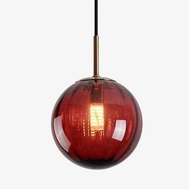 Suspension design LED boule en verre coloré style Hang