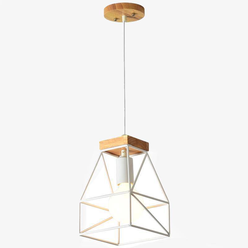 Suspension design LED cage blanche en métal