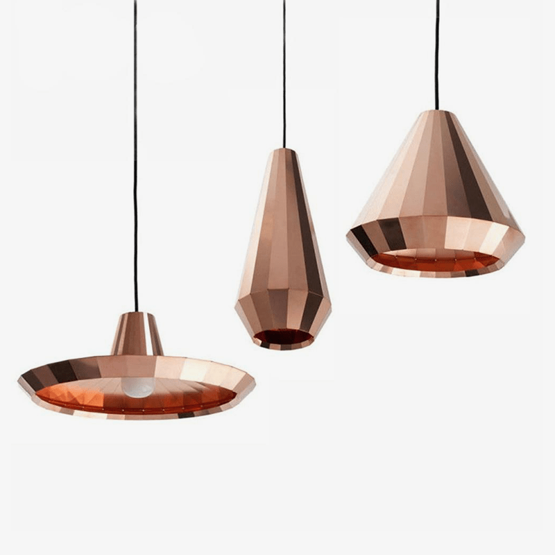 Suspension design rose gold de différentes formes droites Loft