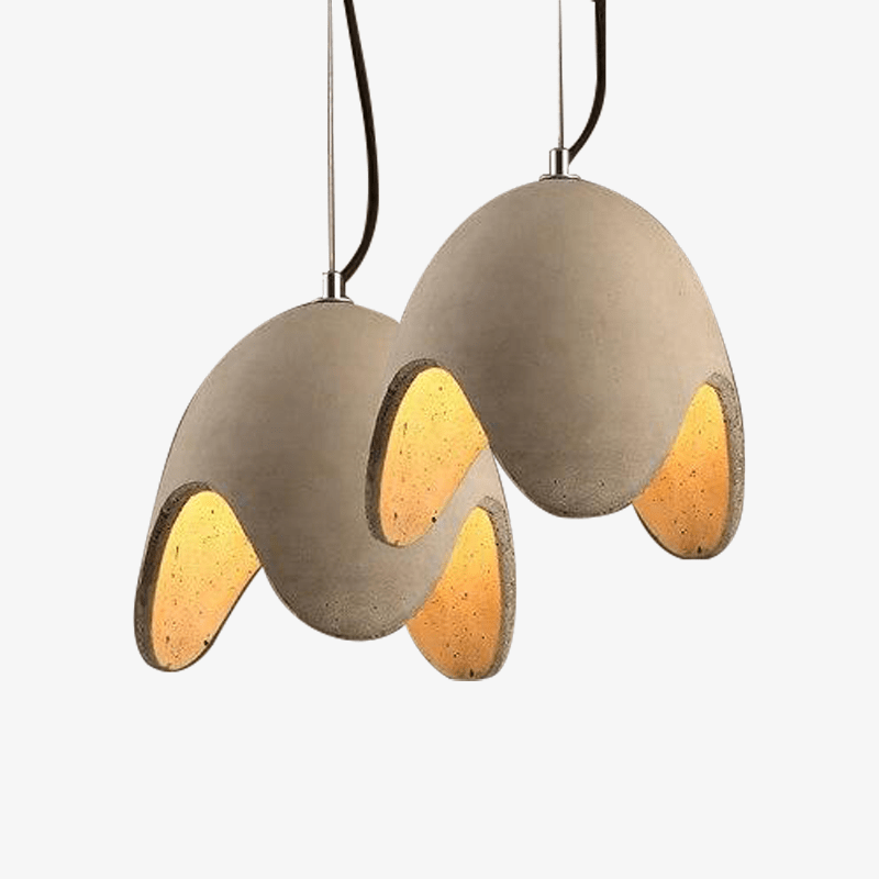 Suspension en ciment LED avec abat-jour arrondi gris