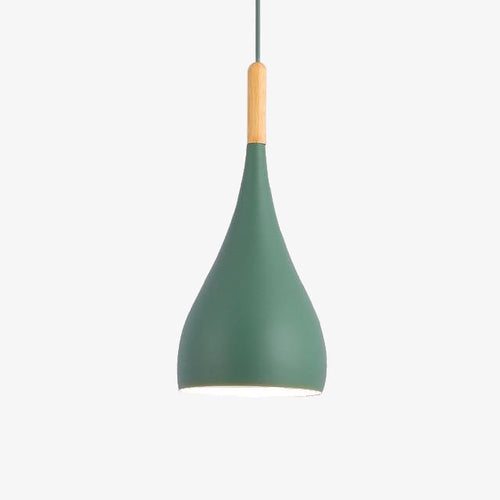 Suspension LED en métal coloré et baton en bois Nordic