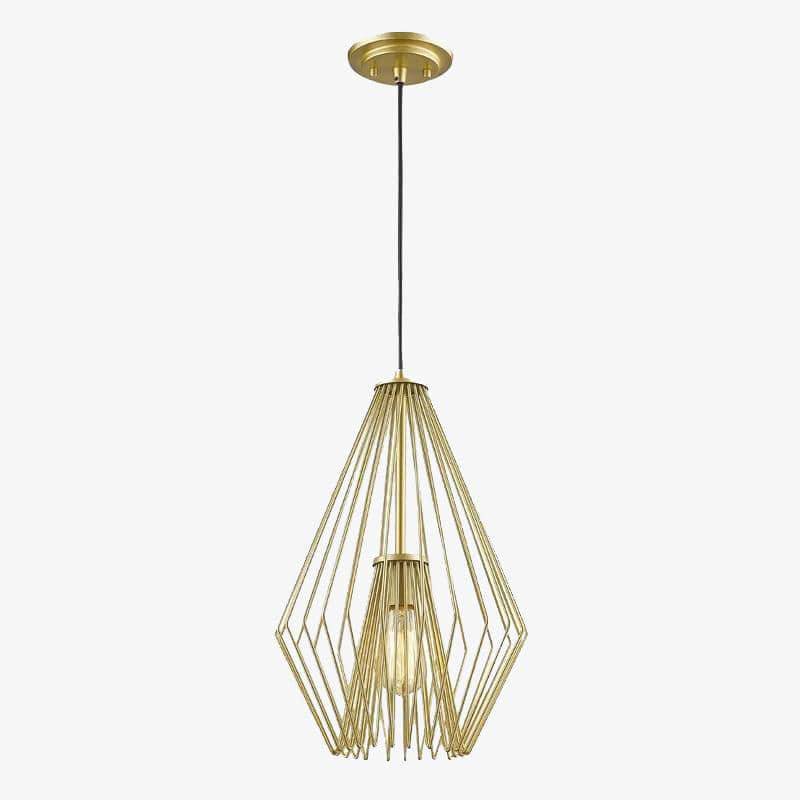 Suspension moderne LED en cage métal design doré