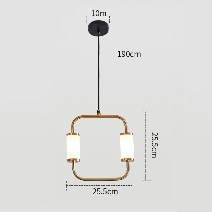 Suspension moderne LED tubes dorés avec forme géométrique Nyla
