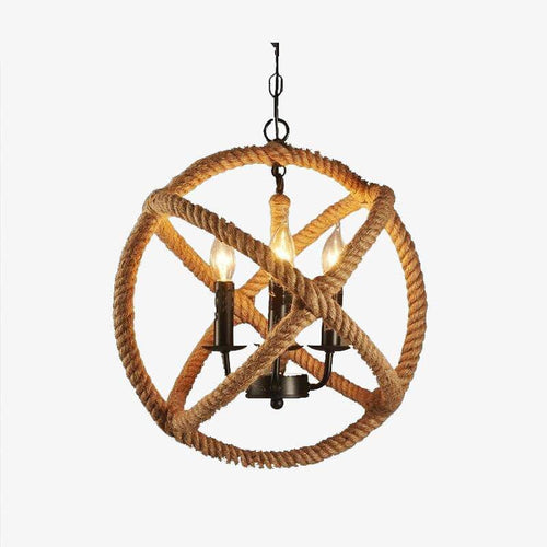 Suspension rustique LED avec cercle de cordage