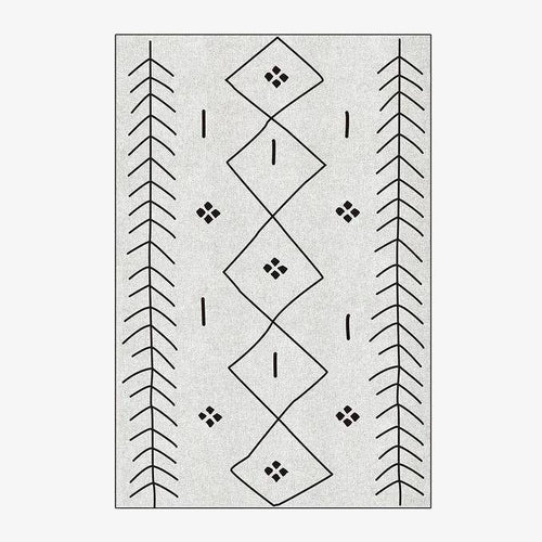 Tapis berbère rectangle à dessins noir et blanc Carlo