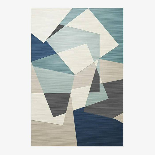 Tapis design géométrique rectangle bleu et gris Area