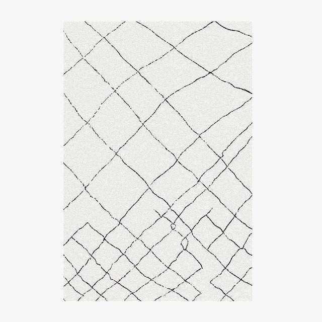 Tapis rectangle berbères blanc à motifs noirs Sala C