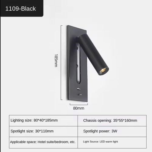 Innenwandleuchte 110–240 V 3 W mit USB-Ladefunktion - vue 13 sur 12