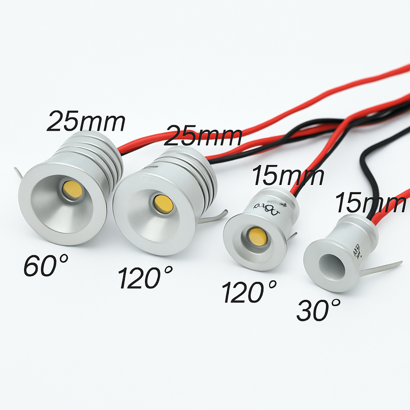 1W LED Spotlight Dimmable Spot Lamp DC12V 24V 15mm 25mm Cutout Recessed Downlight IP65 Bedroom Ceiling Cabinet Stair