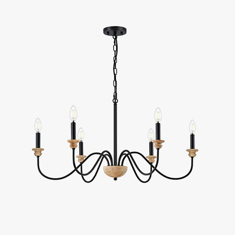 Lustre à 6 têtes rétro américain Rural bois français nordique