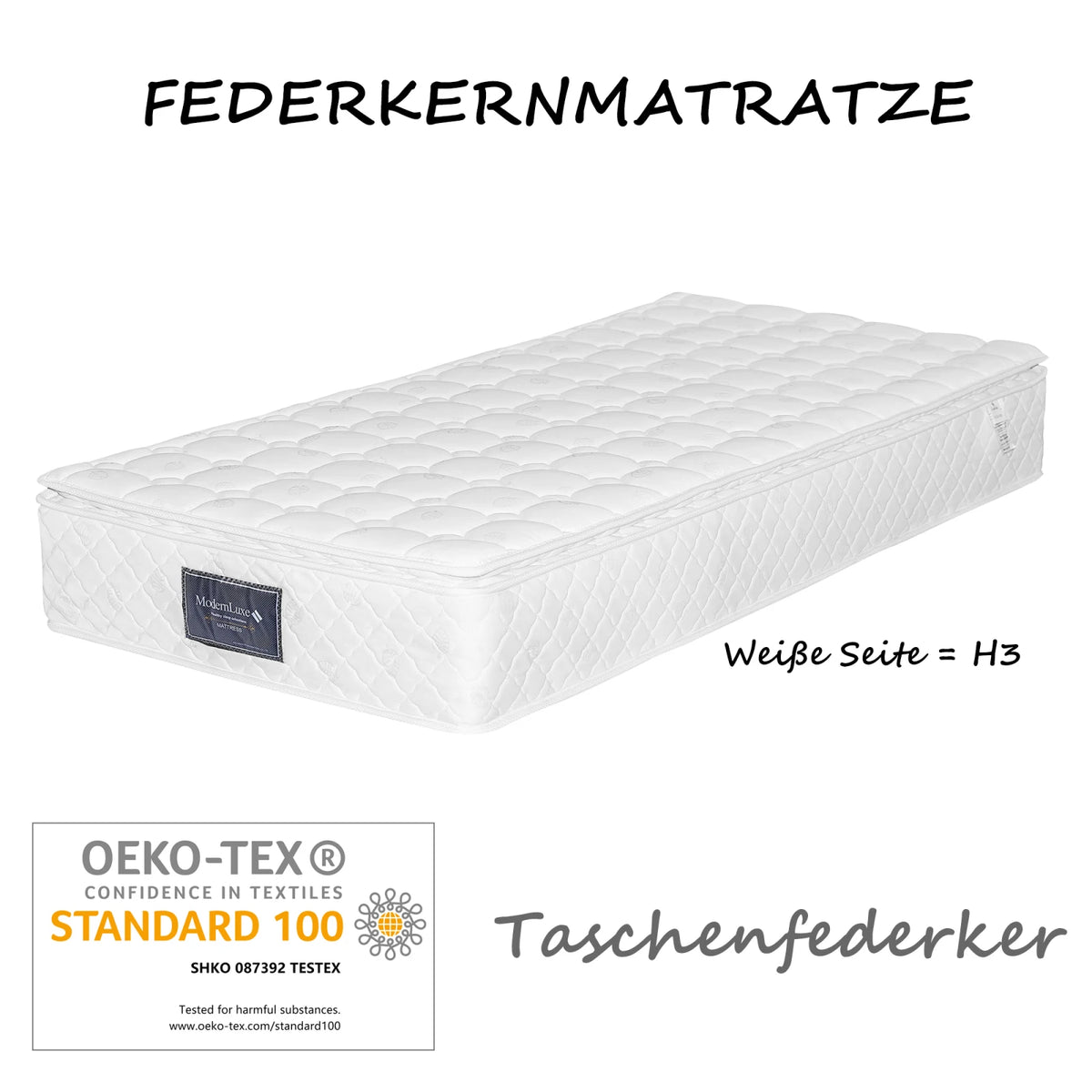 90x200X25cm Spring core mattress, 7 zone cold foam mattress, pocket springs,quilted microfiber cover topping,hardness level H3