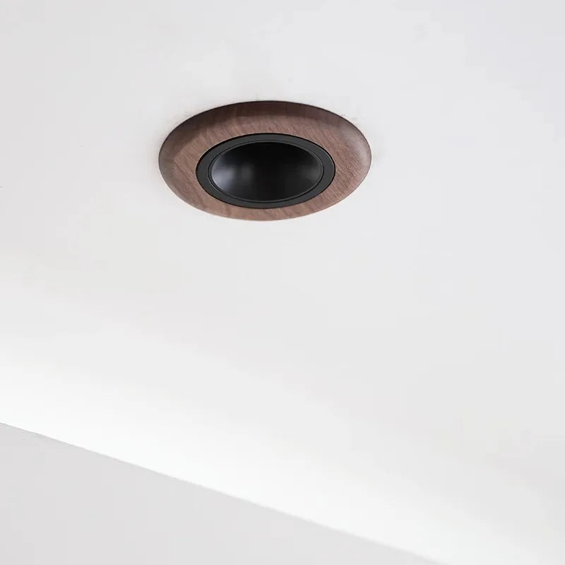 COD LED Recessed Lighting 5.11 Inch Walnut Wooden, Modern Wabi-Sabi, Wall Wash Downlight for Living Room, Bedroom, Dining, Study - vue 6 sur 7