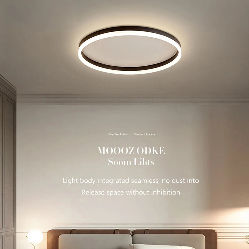 Plafond moderne à LEDs lampes lustre lumières salon salle à manger cuisine chambre plafonnier simple rond décor à la maison lumière intérieure - vue 5 sur 16