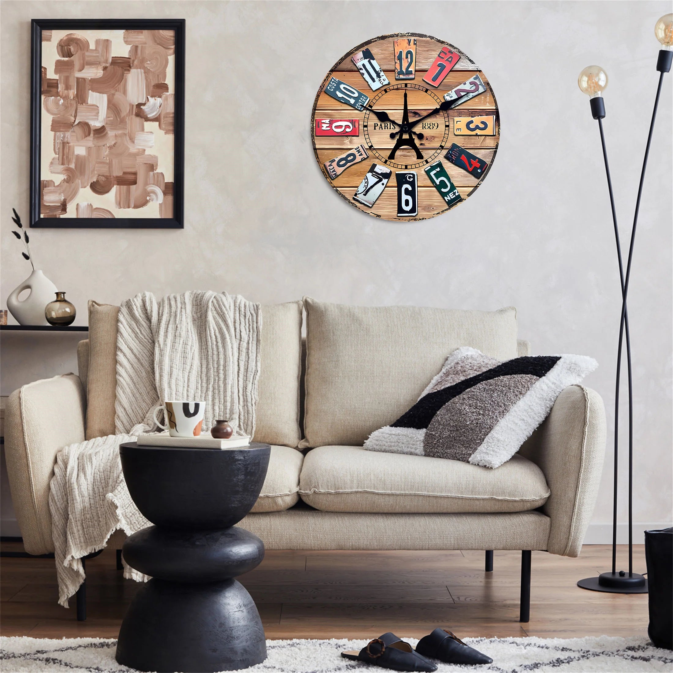 horloge murale numérique en bois rétro créatif silencieuse décorative - vue 7 sur 7