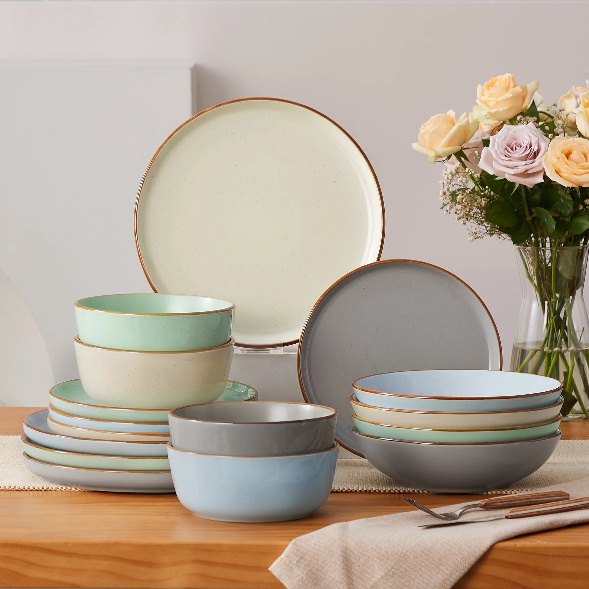 Service de table gres 16 pieces assiettes bols - vue 2 sur 7