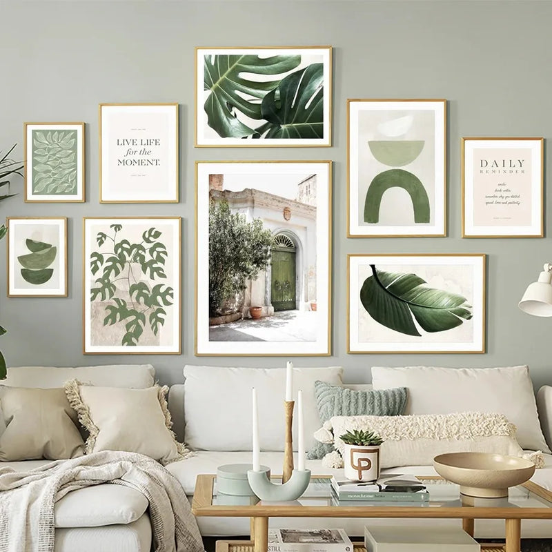 art mural toile décoratif avec feuilles de monstera