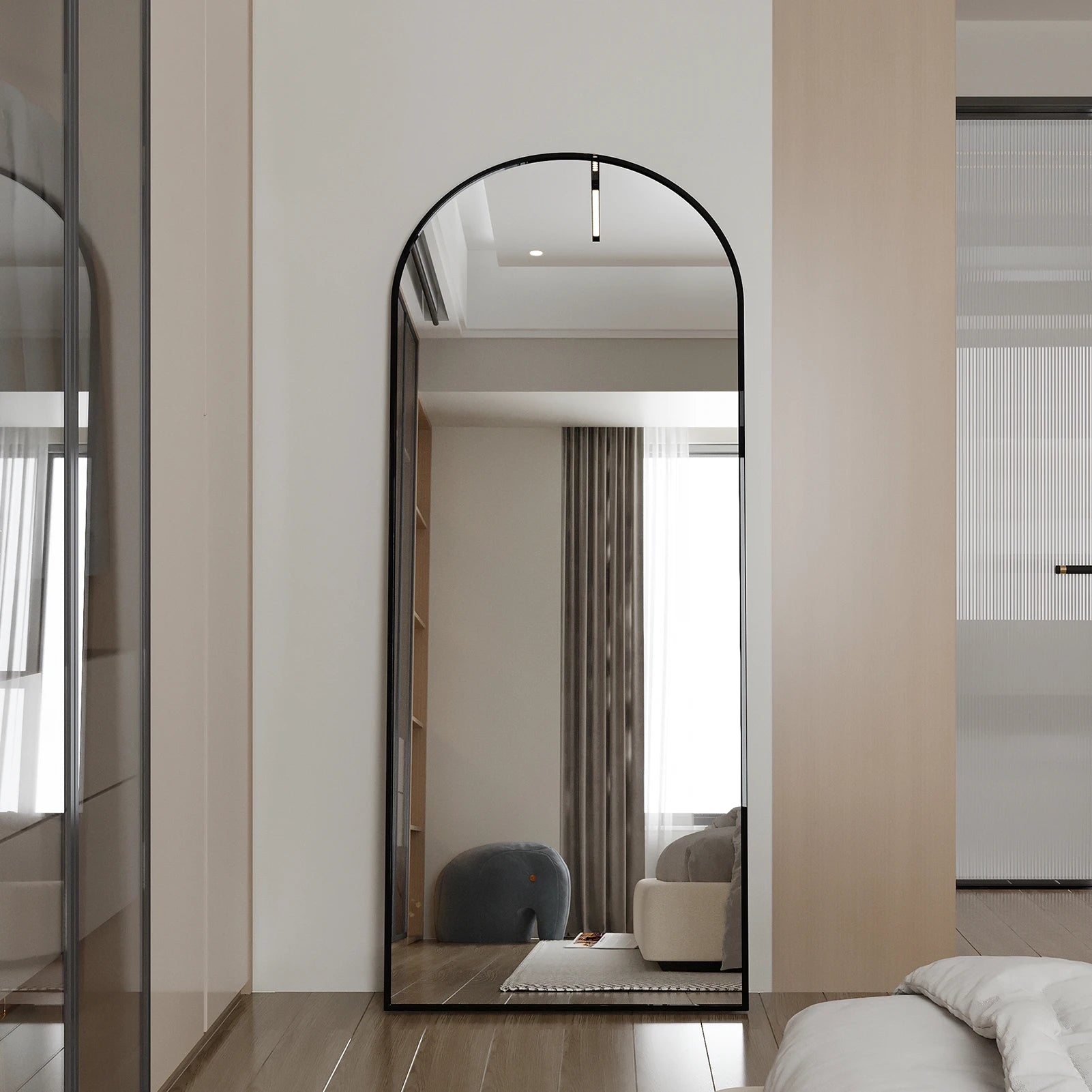 miroir sur pied en verre trempé pour décoration intérieure - vue 5 sur 6