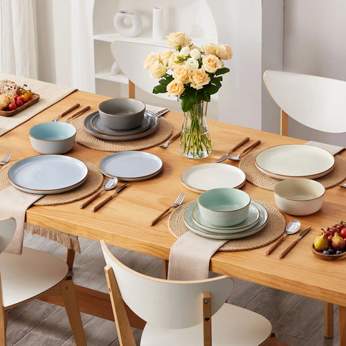 Service de table gres effet glacure brillante moderne