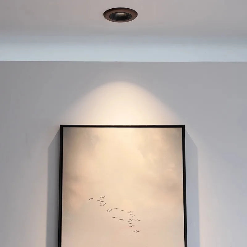 COD LED Recessed Lighting 5.11 Inch Walnut Wooden, Modern Wabi-Sabi, Wall Wash Downlight for Living Room, Bedroom, Dining, Study - vue 4 sur 7