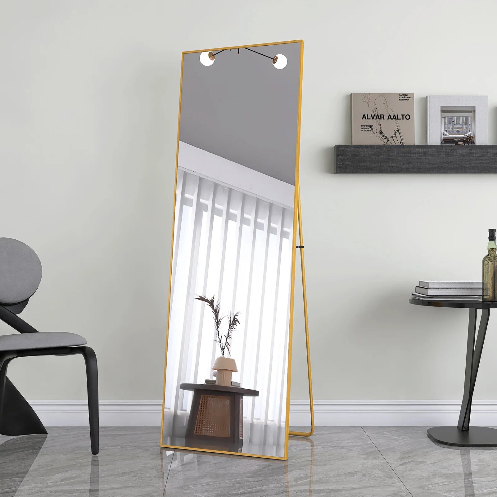 1620x530mm gold full-length mirror,vertical,suspended or wall mounted mirror with bracket,made aluminum alloy rectangular frame