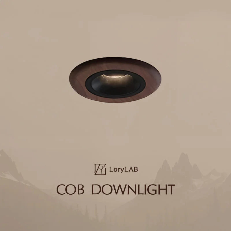 COD LED Recessed Lighting 5.11 Inch Walnut Wooden, Modern Wabi-Sabi, Wall Wash Downlight for Living Room, Bedroom, Dining, Study - vue 2 sur 7