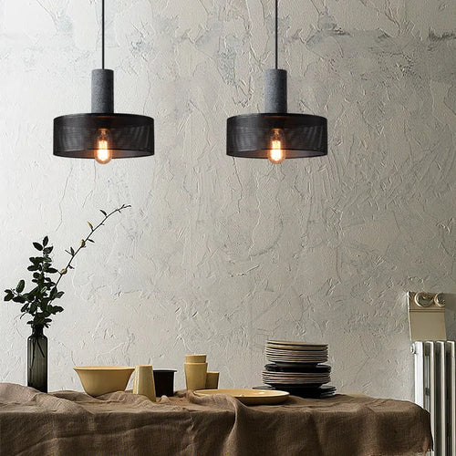 lampes suspendues en ciment pour loft industriel abat-jour en fer forgé - vue 4 sur 28