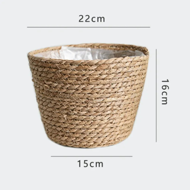 panier à fleurs en paille tressée pour décoration intérieure et extérieure - vue 13 sur 18
