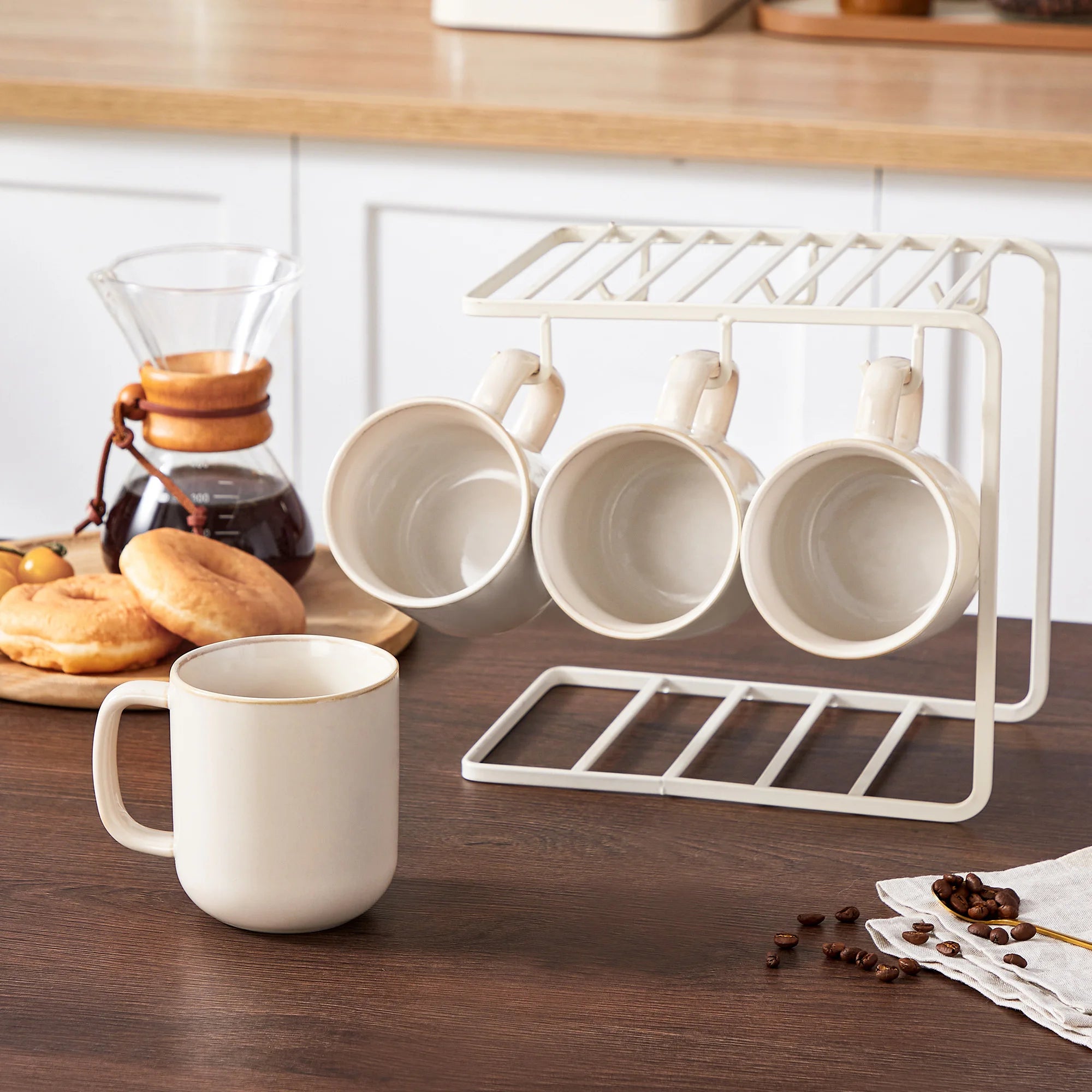Ensemble tasses gres style marbre cafe cappuccino - vue 7 sur 7