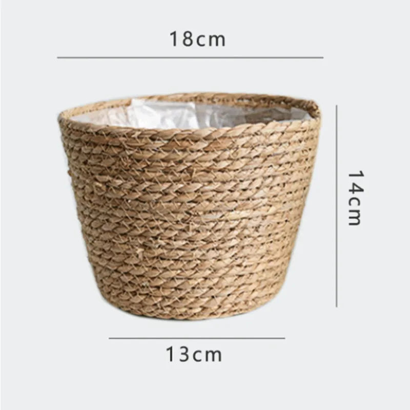 panier à fleurs en paille tressée pour décoration intérieure et extérieure - vue 17 sur 18