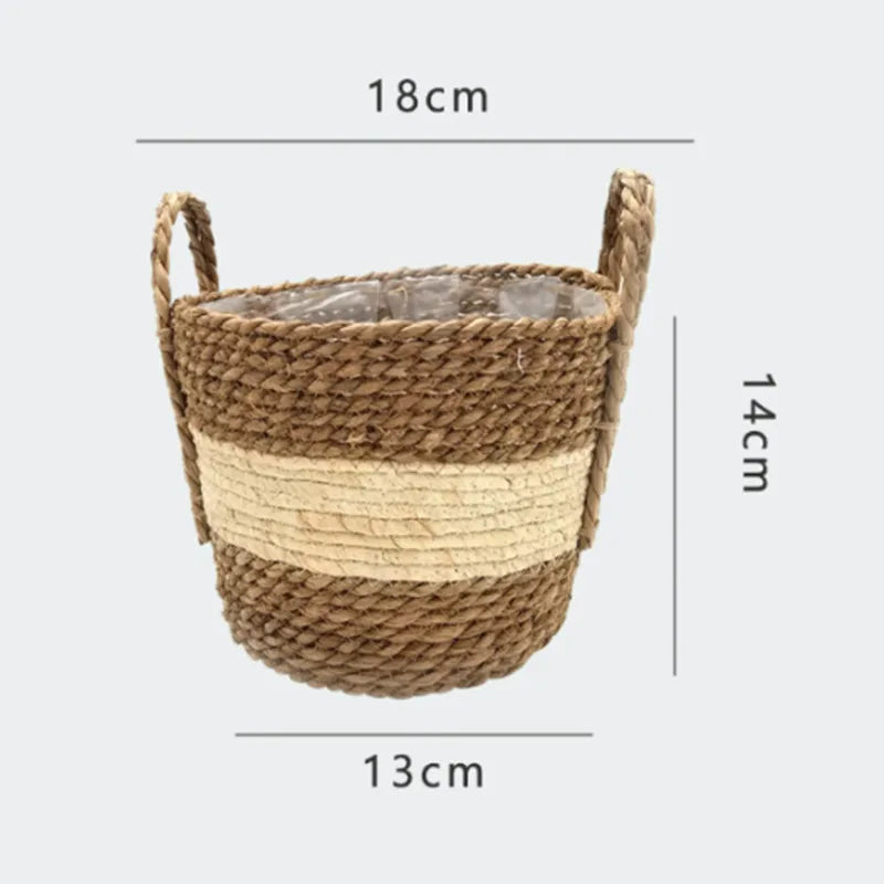 panier à fleurs en paille tressée pour décoration intérieure et extérieure - vue 10 sur 18