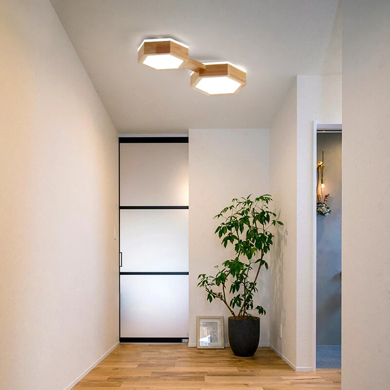Plafonnier LED moderne en Grain de bois