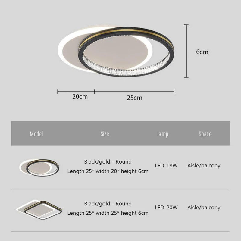 Plafond moderne à LEDs lampes pour salon chambre luxe décor luminaires intérieur couloir plafonnier avec télécommande - vue 7 sur 14