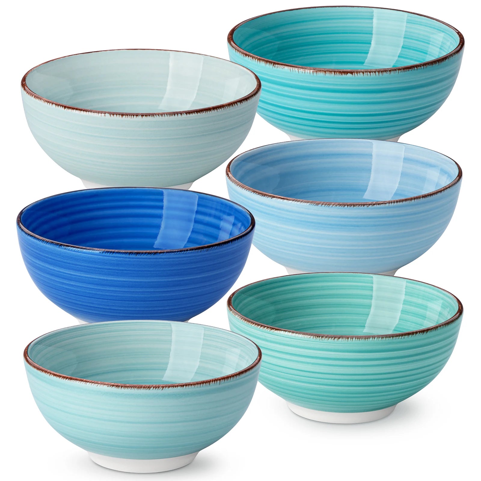 ensemble 6 bols porcelaine style vintage peints main