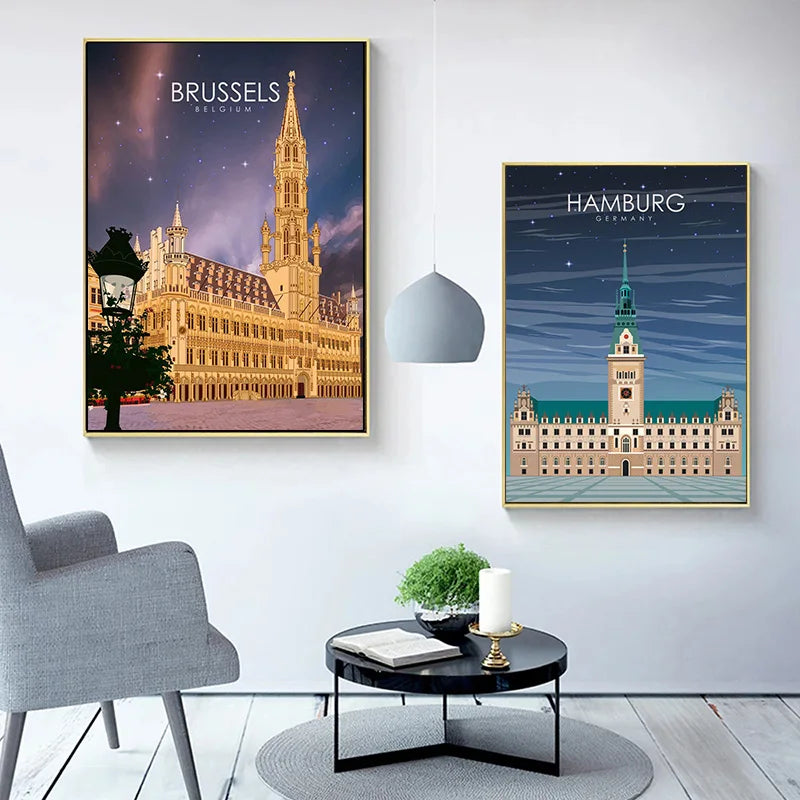 affiche touristique du monde pour décoration murale