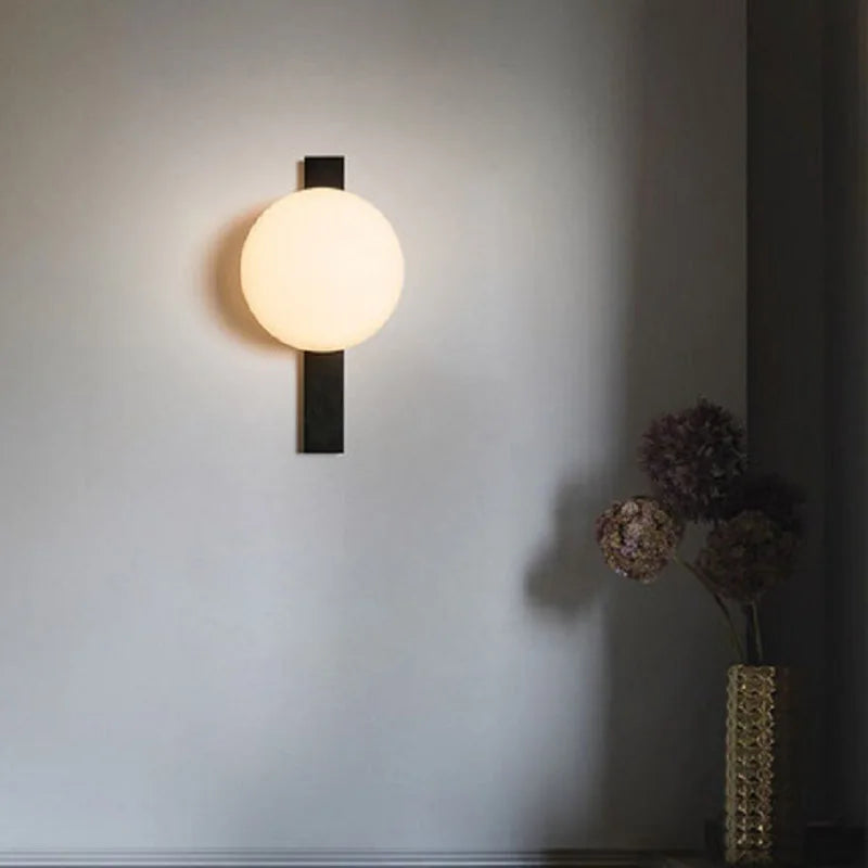 Applique murale en verre moderne noire longue orbe lumière pour salon escaliers chambre salle d'étude balcon couloir restaurant luminaires - vue 2 sur 9