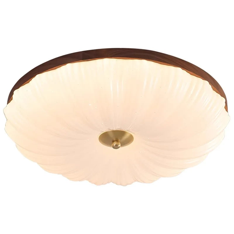 Shell texture PVC Walnut Wood, Modern Wabi-Sabi Vintage Style, Ceiling Light for Living Room, Dining Room, Bedroom, Study Room - vue 7 sur 8