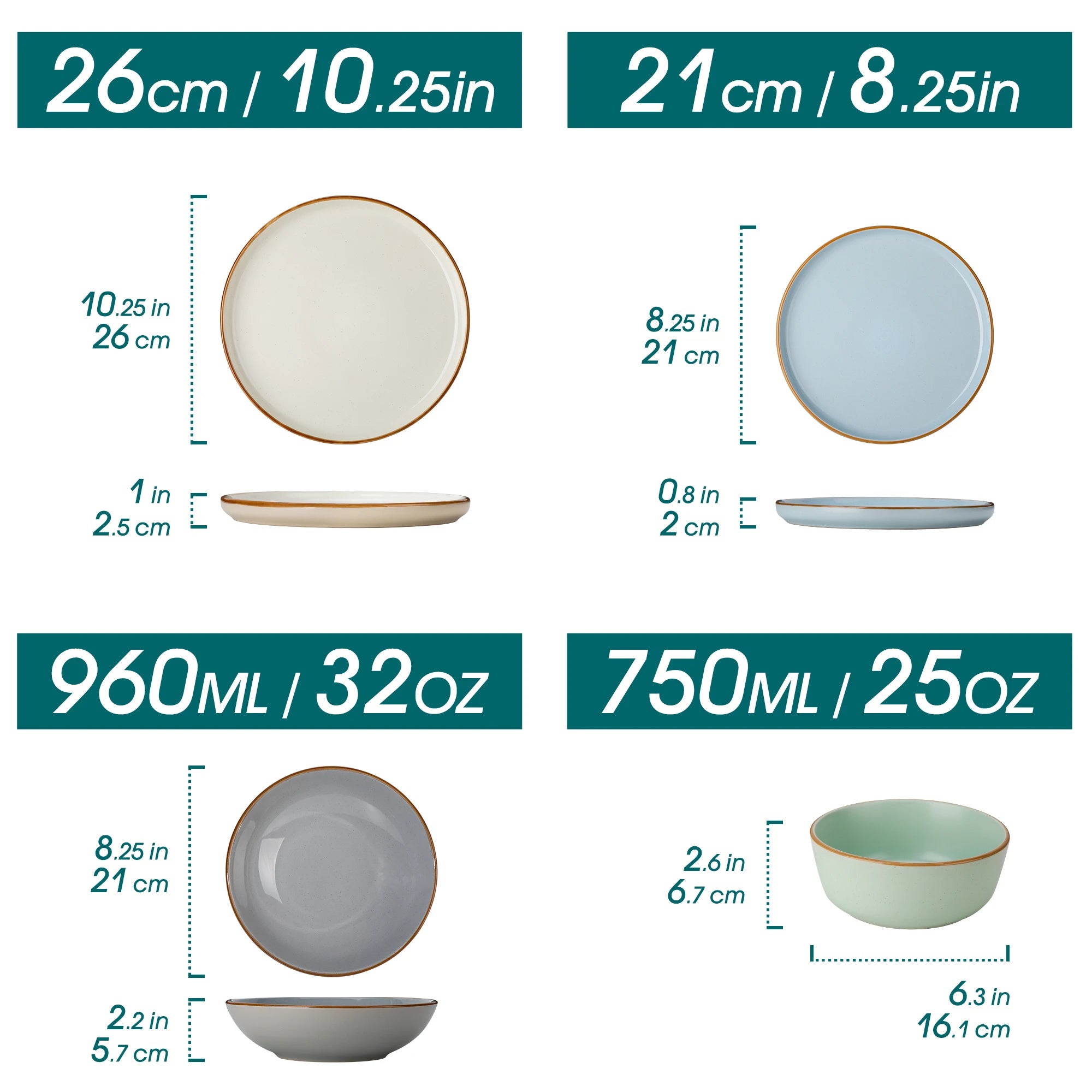 Service de table gres 16 pieces assiettes bols - vue 3 sur 7