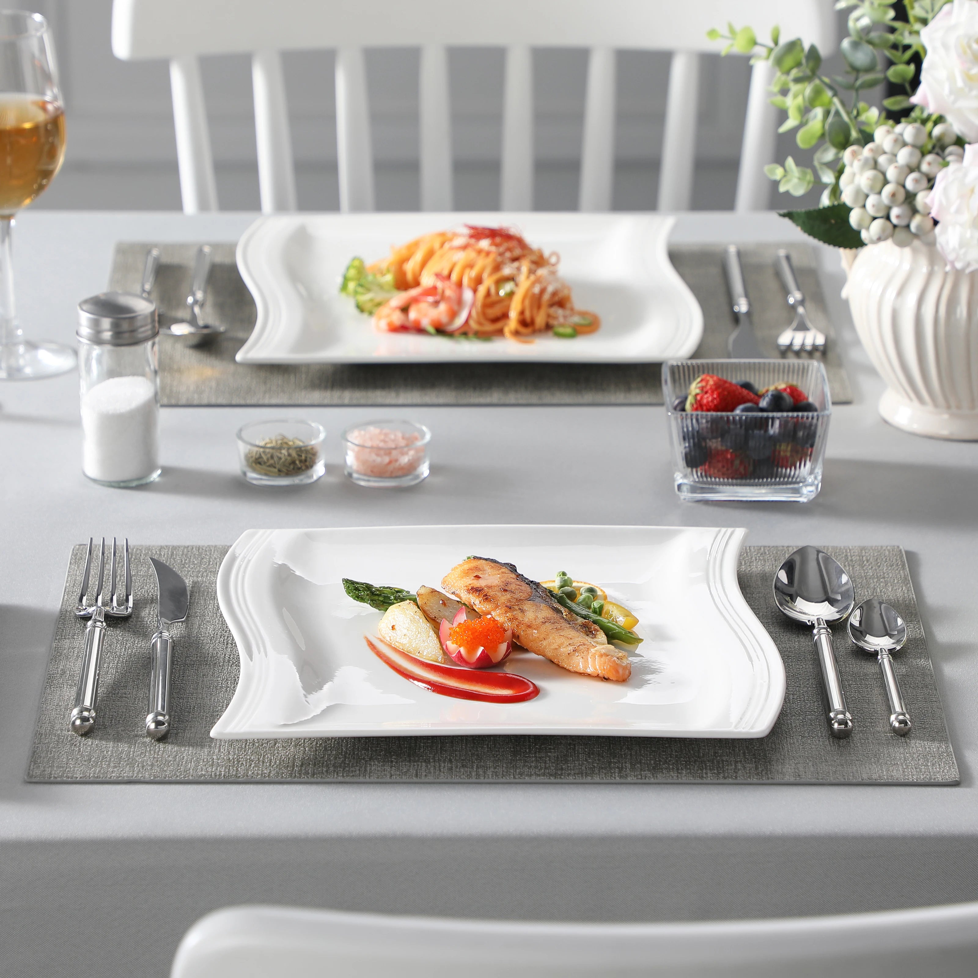 service assiettes ceramique motif floral ensemble 24 pieces - vue 5 sur 6