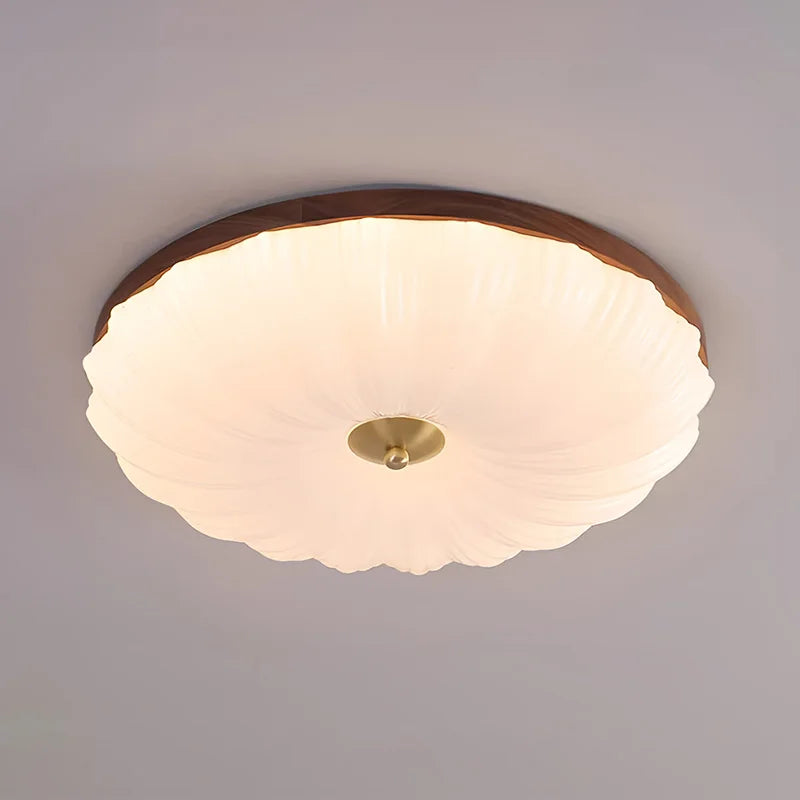Shell texture PVC Walnut Wood, Modern Wabi-Sabi Vintage Style, Ceiling Light for Living Room, Dining Room, Bedroom, Study Room - vue 6 sur 8